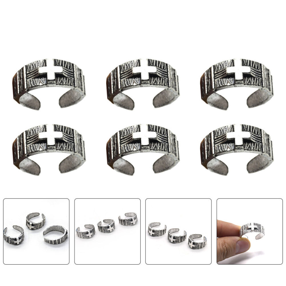 10 Pcs Vintage Jewelry Open Toe Rings Cross Best Choice for Finger