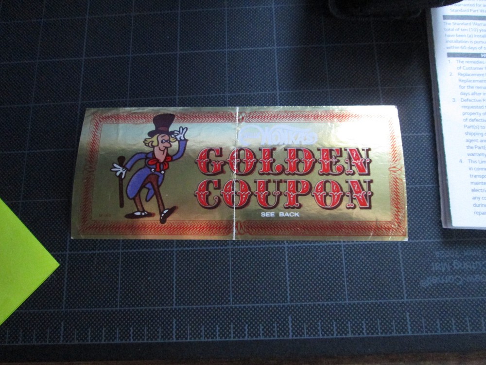 Willy Wonka Golden Ticket Coupon rare 1970s-image