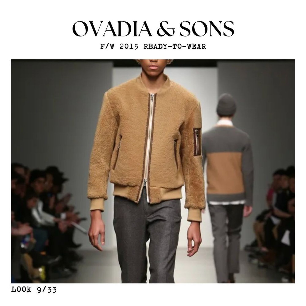 OVADIA & SONS Tan Lamb Fur MA-1 Bomber Jacket in Size S