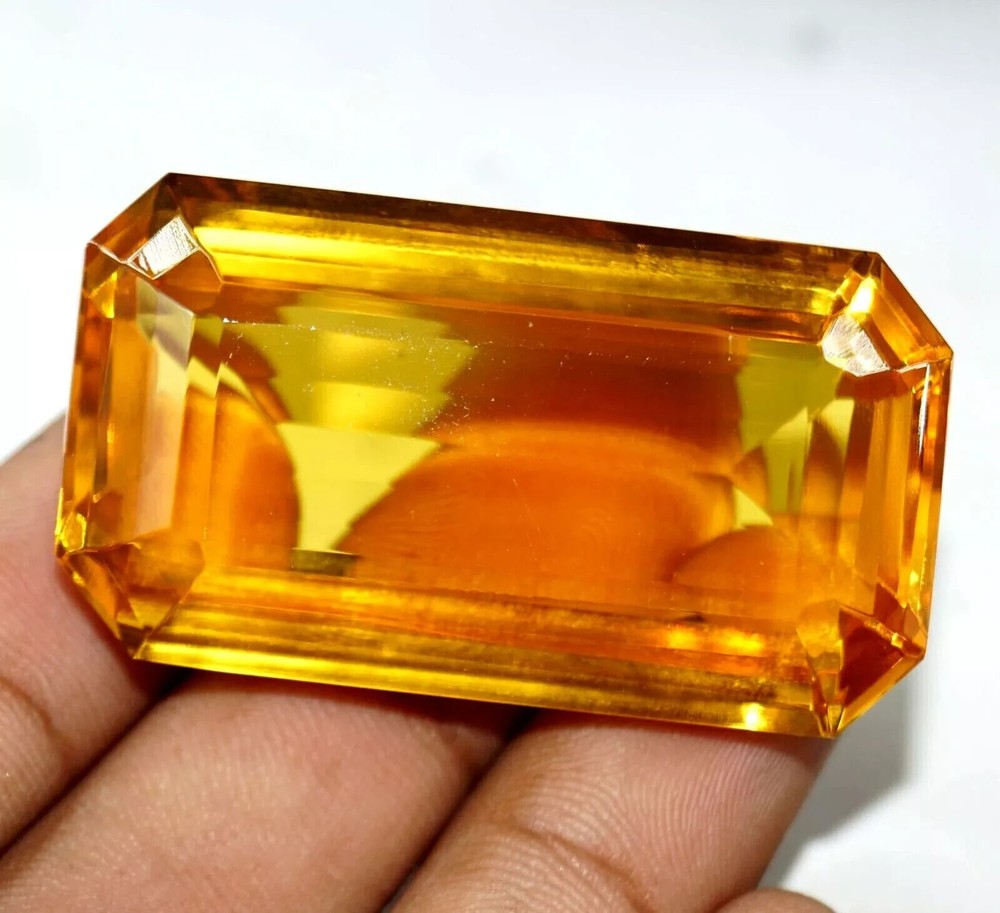 Brazilian Certified Natural Citrine Emerald Cut 201.35 Ct Loose HG Gemstone