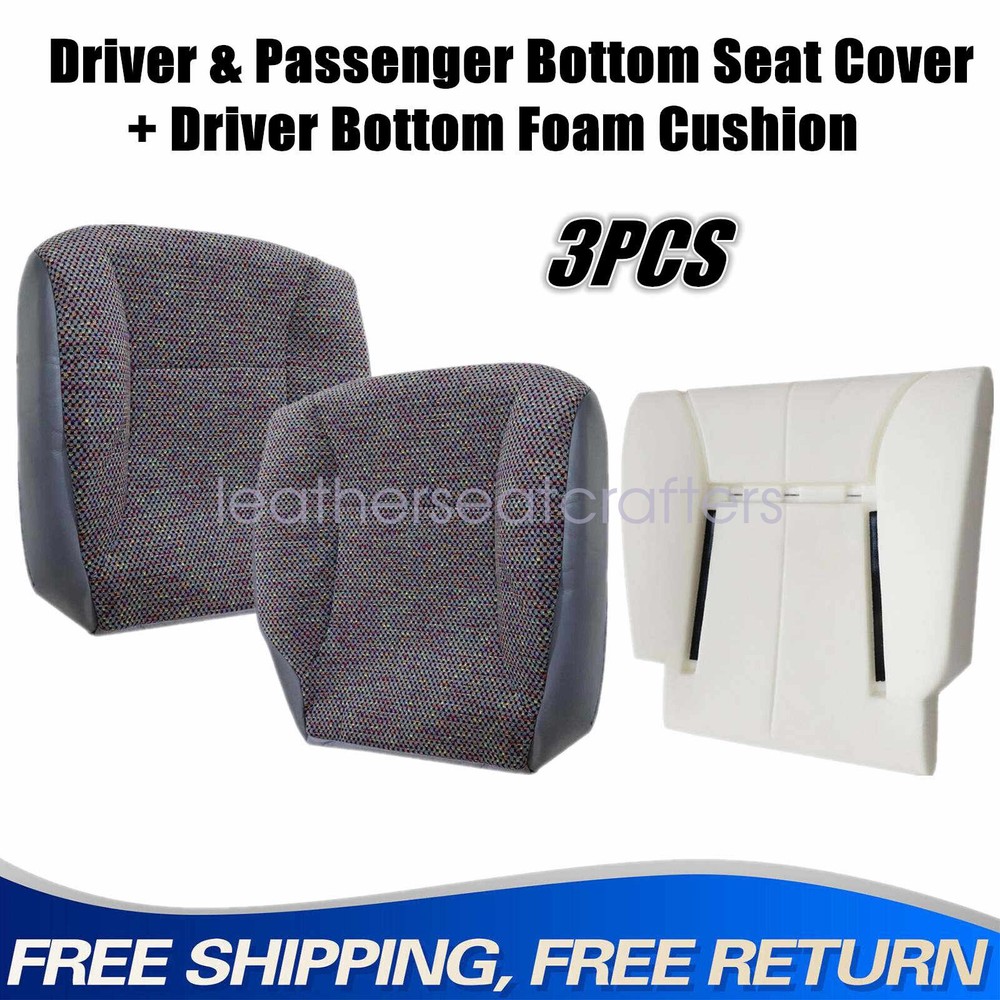 Both Side Bottom Seat Cover & Driver Foam Pad for 1998-2002 Dodge Ram 1500 2500  