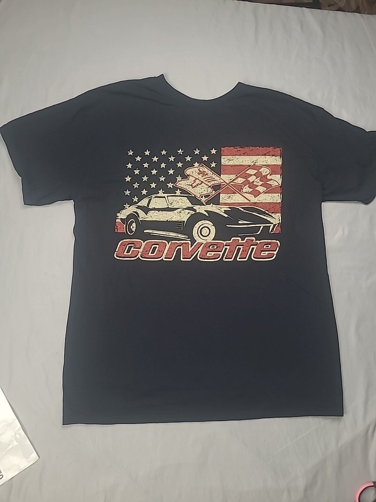 Corvette T Shirt Adult Large Black Gm Official Retro Print Chevrolet