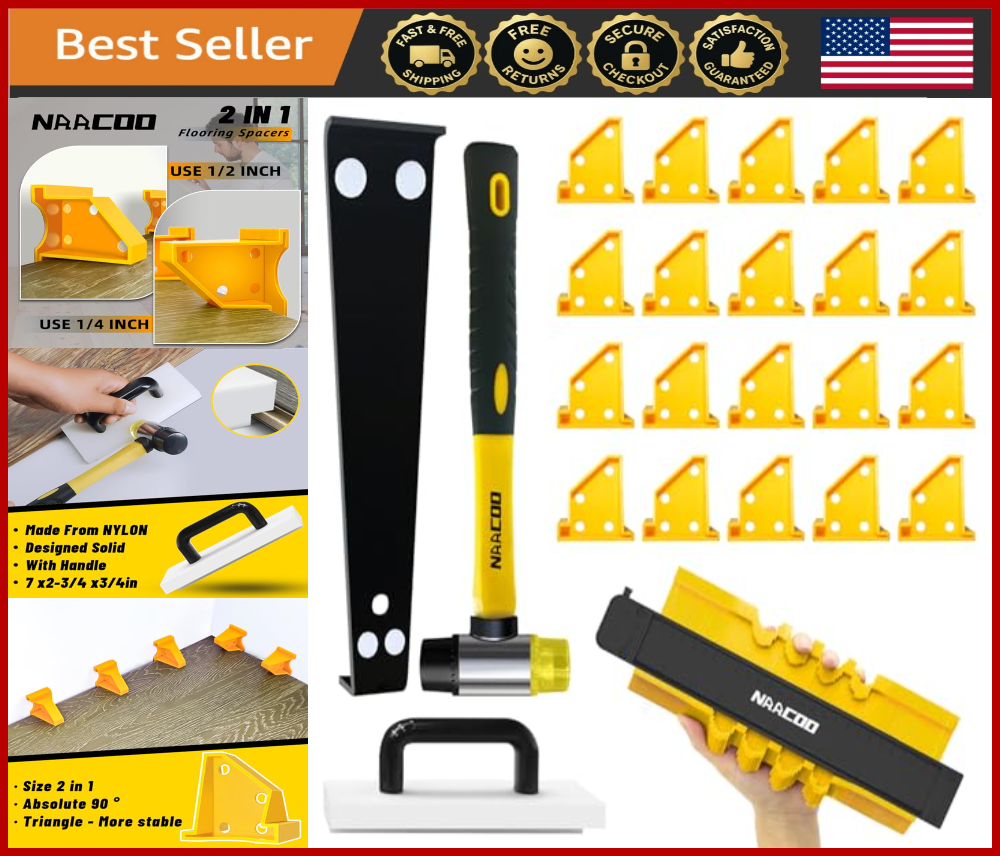 Laminate Flooring Installation Kit with Tapping Block Contour Gauge Pull Bar and Mallet