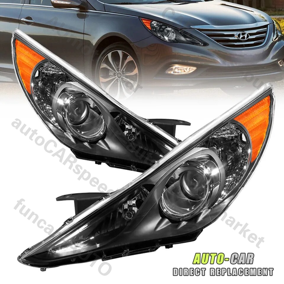 Black Housing Front Lamps Headlights Assembly For 2011-2014 Hyundai Sonata GA