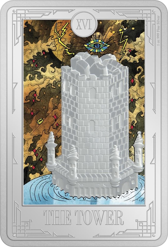 2024 Niue Tarot Tower 1 oz Colorized Silver Proof Coin  