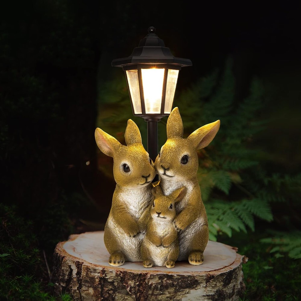 Weather-Resistant Bunny Statues with Solar Lights - Perfect Gift for Gardens