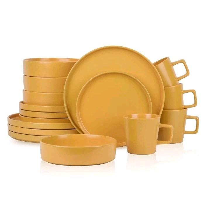Stone lain Cleo Stoneware Dinnerware Set, 16-Piece Service for 4, Yellow