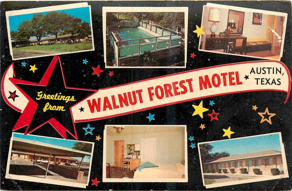 1972 Austin Texas Walnut Forest Motel Multi View Dorf Dexter Postcard 25-7613