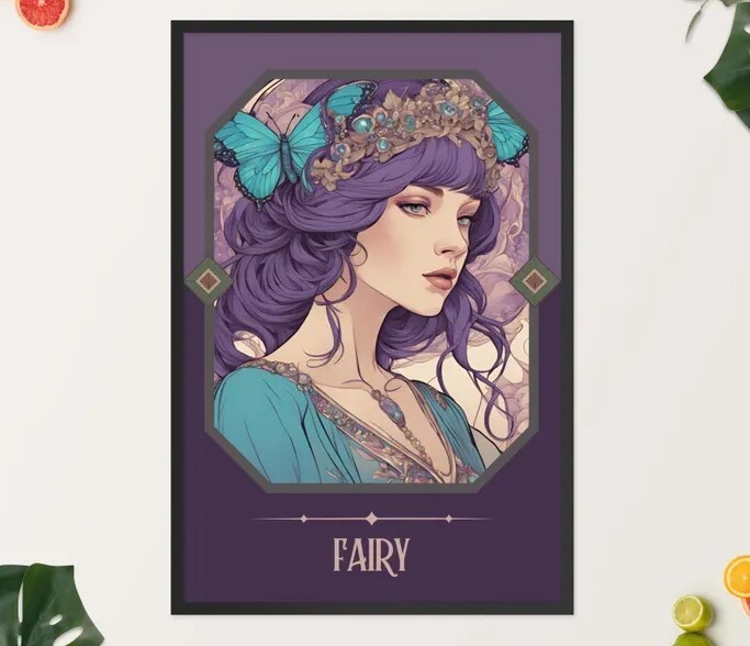 Fairy Art Print Art Nouveau Tarot Woman Fantasy Illustration