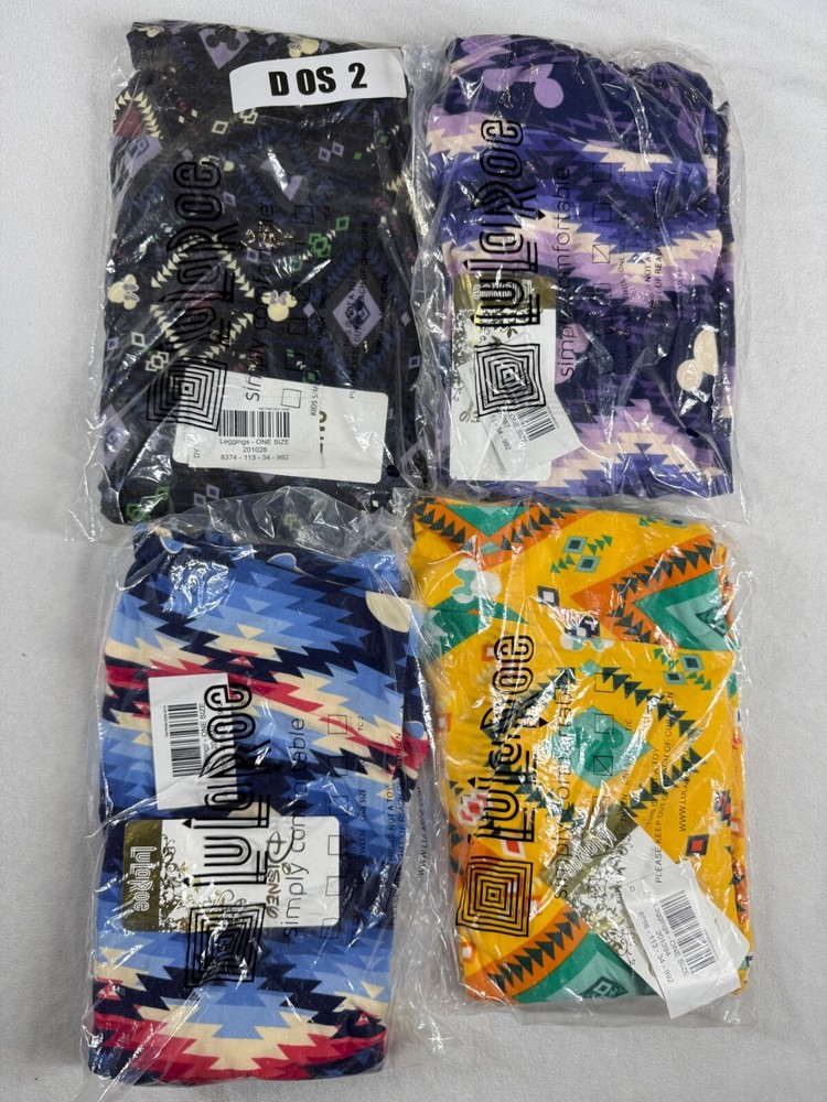 4 Pair of New Disney  One Size LuLaRoe Mickey Mini Mouse Yoga Leggings OS 2