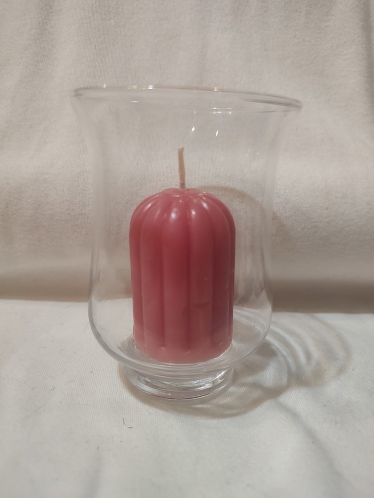 4-Inch Pink Glass Votive Candle Holder for Home Decor  