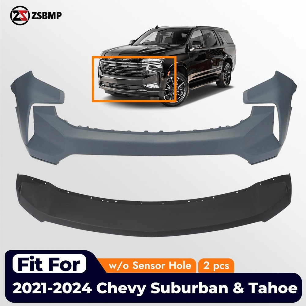 For 2021 2022 2023 2024 Chevy Tahoe&Suburban Front Bumper Cover Upper&Lower 2pcs