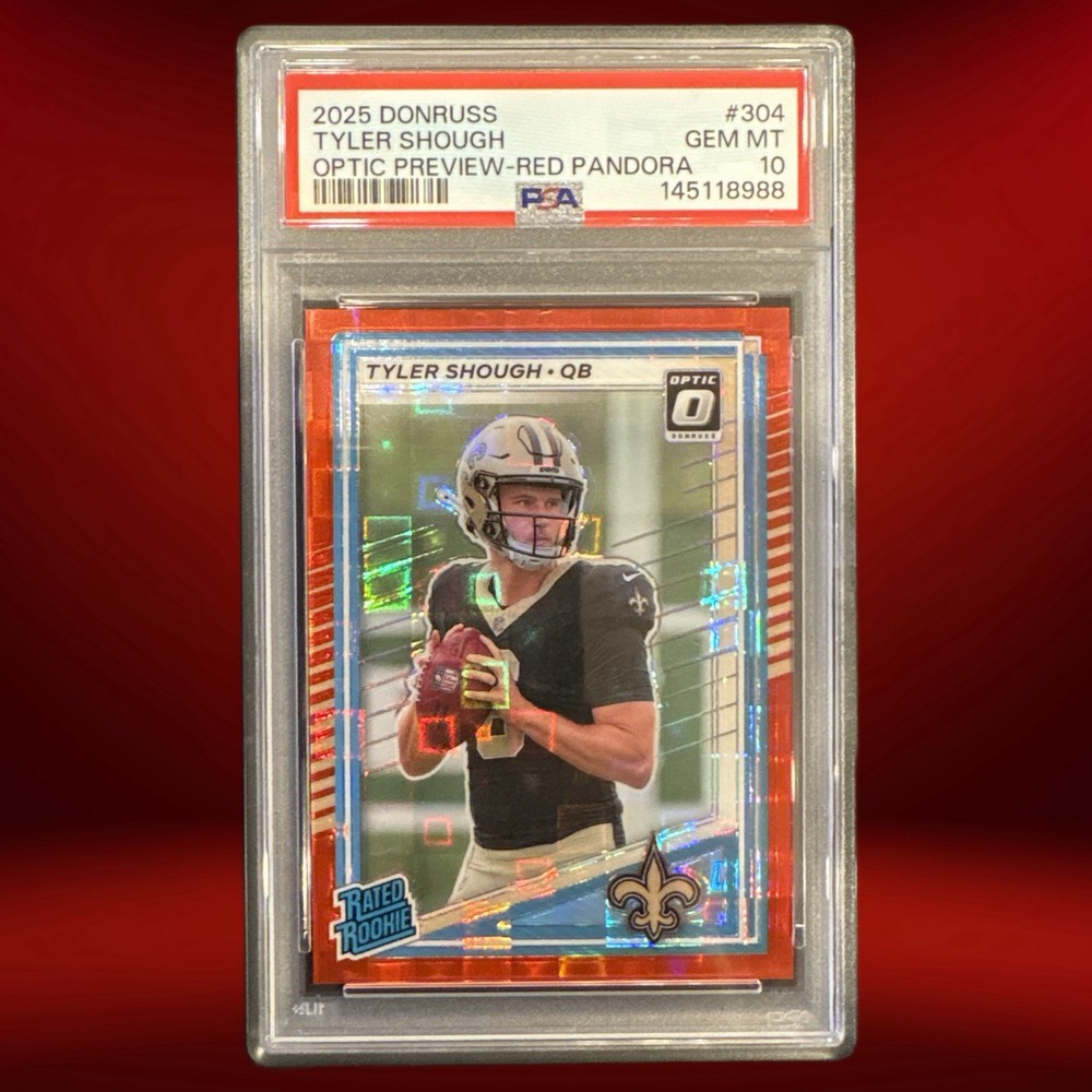 2025 PANINI DONRUSS OPTIC PREVIEW-RED PANDORA #304 TYLER SHOUGH ROOKIE RC PSA 10