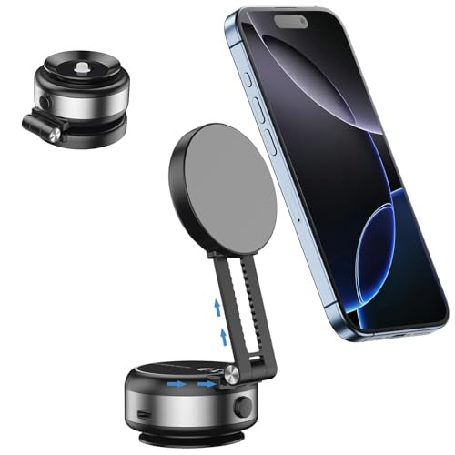 Adjustable Telescopic Magnetic Car Phone Mount with Vacuum Base