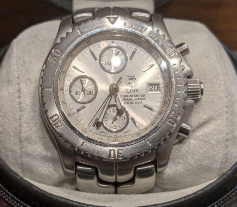 TAG HEUER Link CT5113 Chronograph Silver Automatic Men's Watch from JP