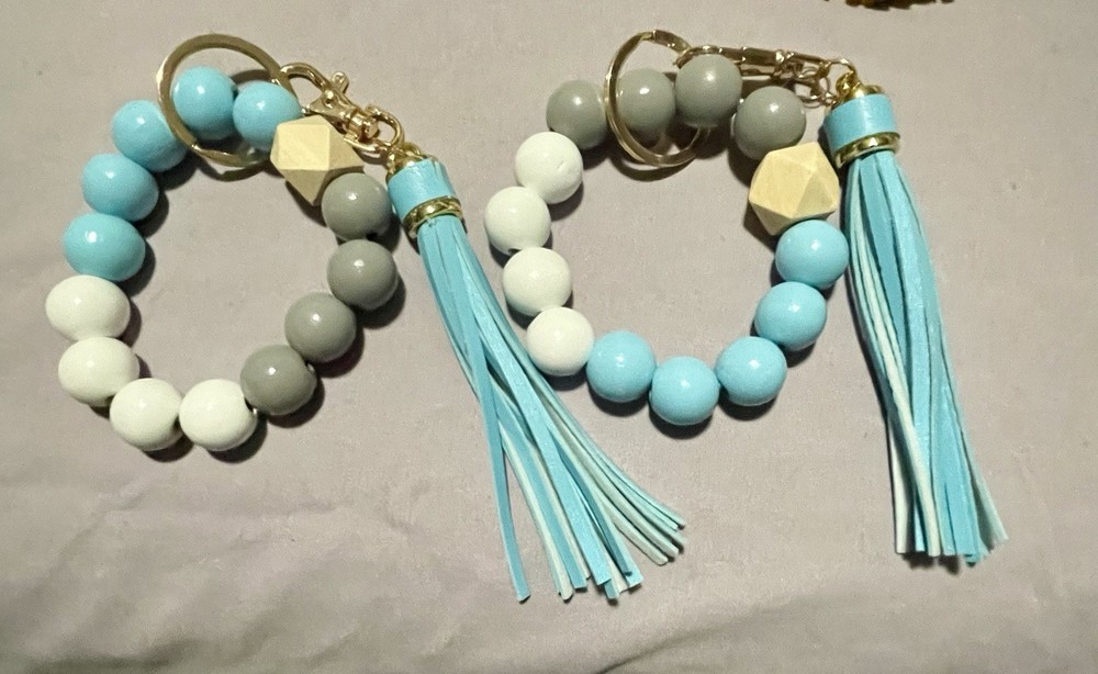 Handmade wooden wristlet keychains sold individually