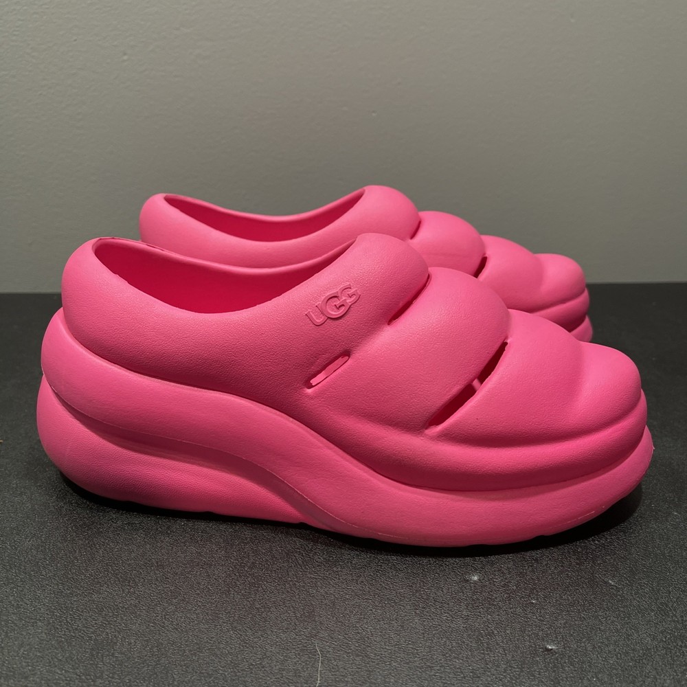 UGG Sport Yeah Clog Kids 6 Bright Pink Rubber Water Designer Shoes