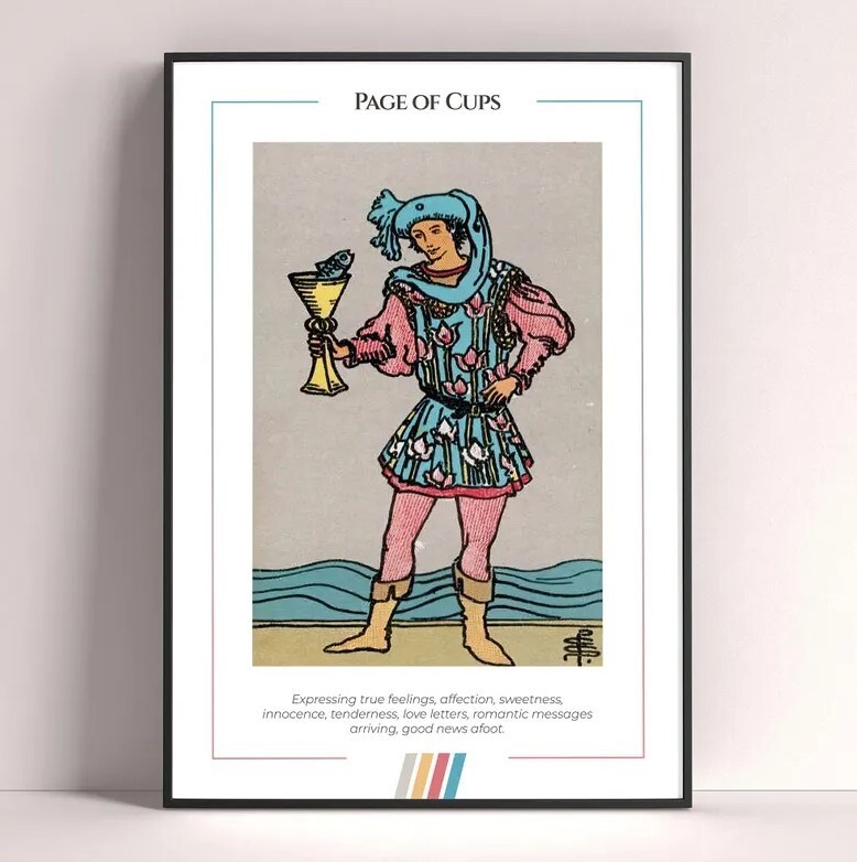 Page of Cups Tarot Art Print Poster Digital Download