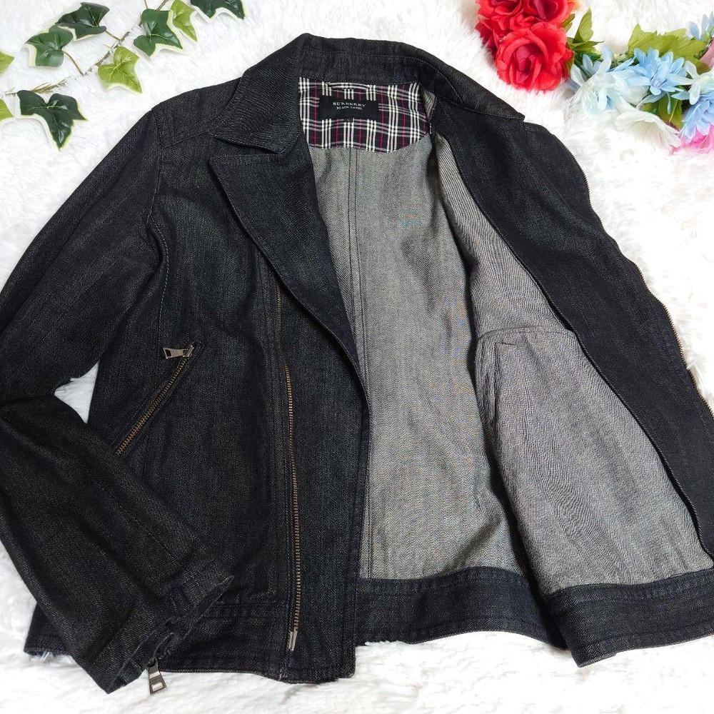 Burberry Black Label 4211 Double Riders Jacket Denim Black F/S from Japan