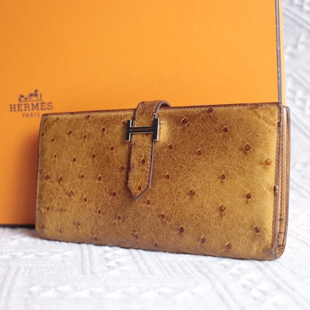 Hermes Beance Soufflé Ostrich Long Wallet Wallet