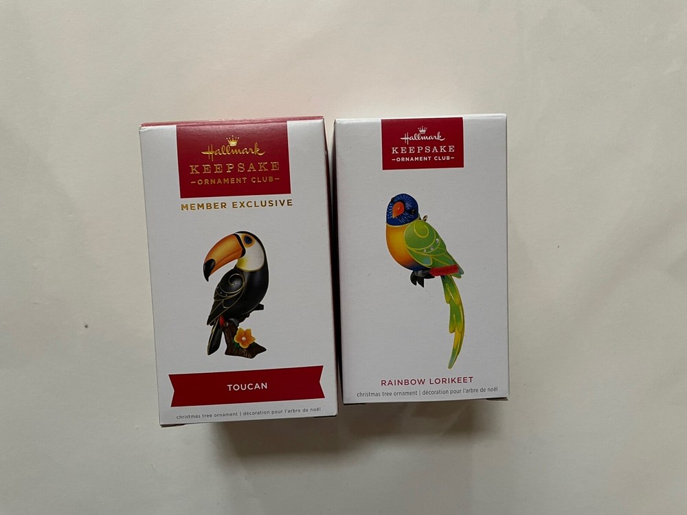 2023 Hallmark Keepsake Toucan & 2024 Rainbow Lorikeet KOC Ornament Set  