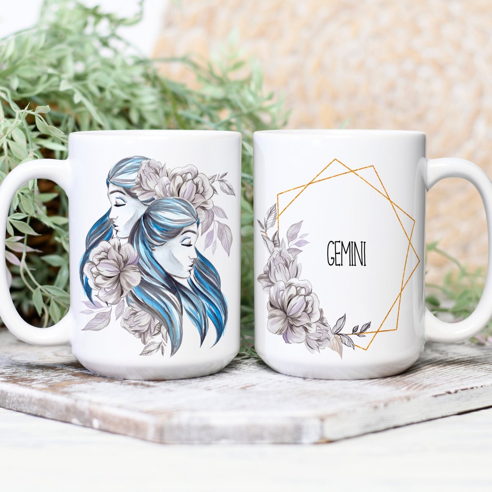 Gemini Mug White Ceramic Mug Zodiac Sign Astrology Horoscope Gift Spiritual