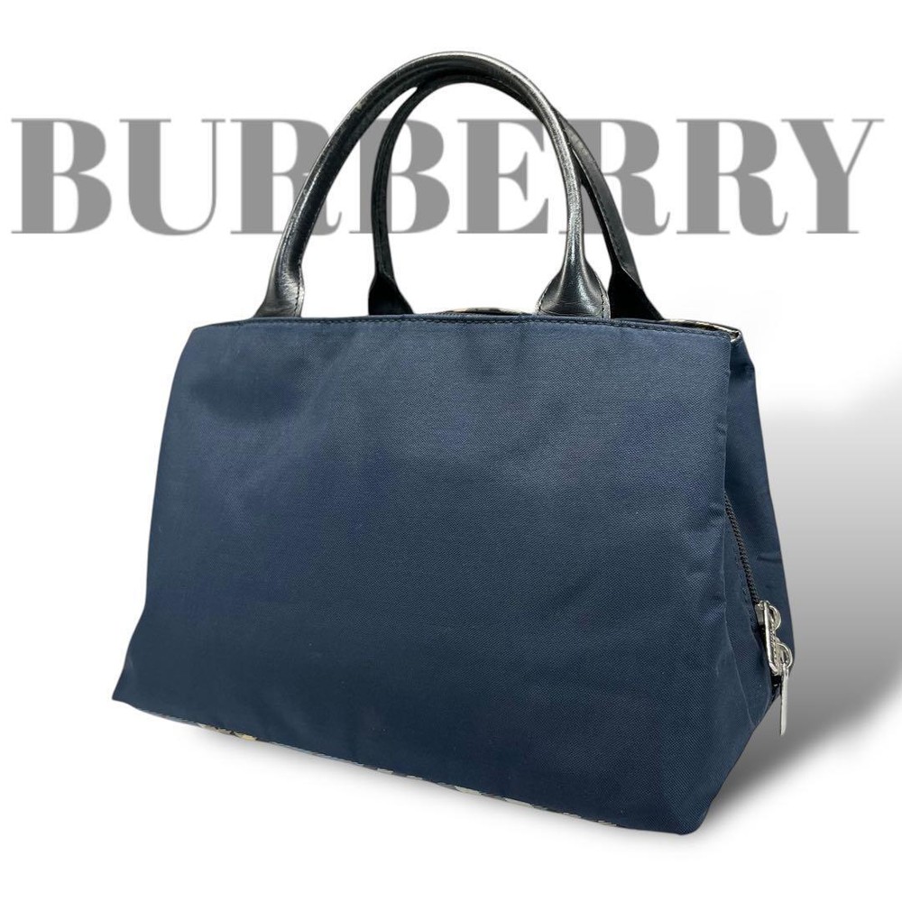 Burberry Blue Label Handbag Nylon Nova Check Navy