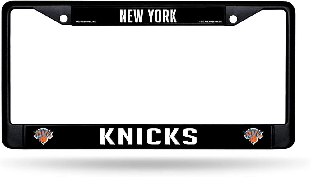 New York Knicks marco de matrícula de metal negro cubierta de etiqueta cromada 6x12 pulgadas