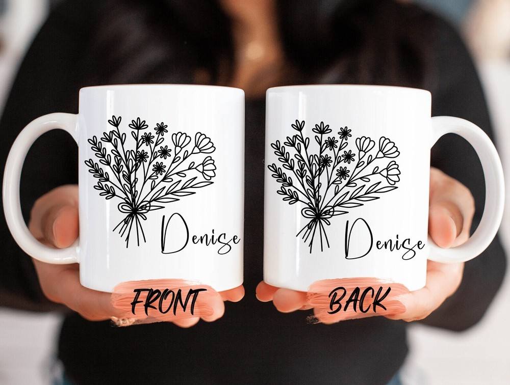 Minimalist Personalized Mug Minimalist Wildflower Mug For Women Christmas Gift