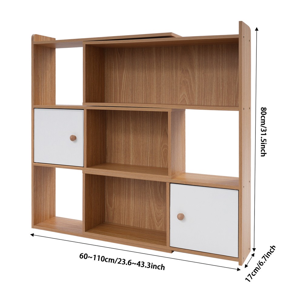 Modern 3-Tier Stretchable Log Bookcase for Home Office Storage