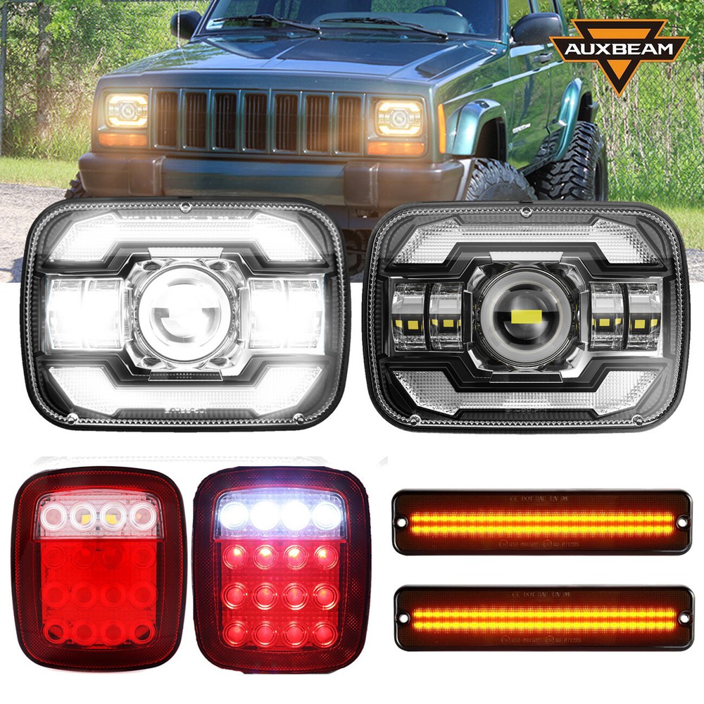 Jeep Wrangler YJ 1987-95 LED Headlights Side Marker Tail Brake Light Pair