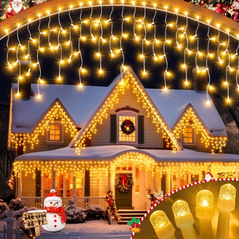 66FT 648 LED Upgraded Outdoor Christmas Lights with 8 Modes & Shatterproof Design