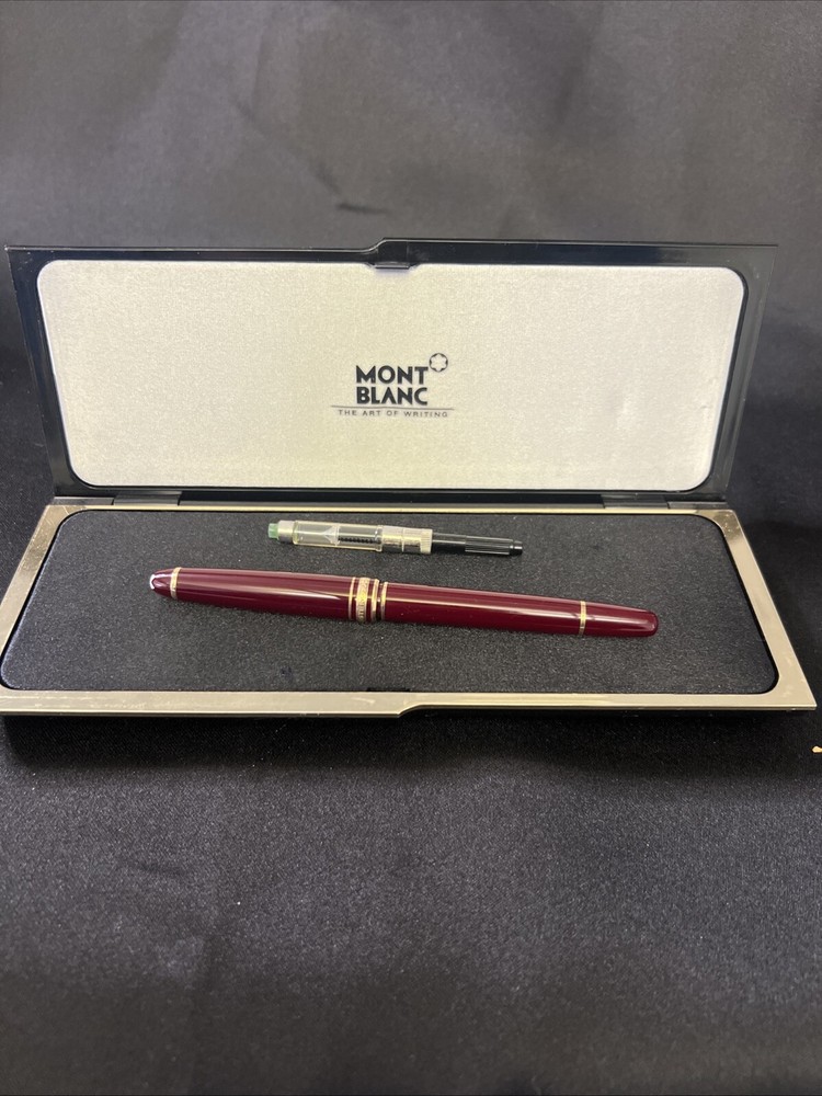 MONTBLANC Meisterstuck Fountain Pen 144 Bordeaux Resin Nib EF 14K With Gift Box