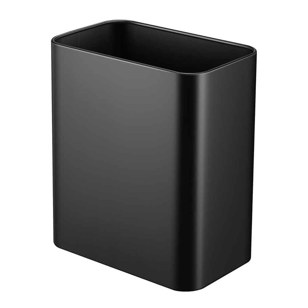 TIPGO Small Metal Trash Can, 2.1 Gallon Slim Can for Bathroom, Black
