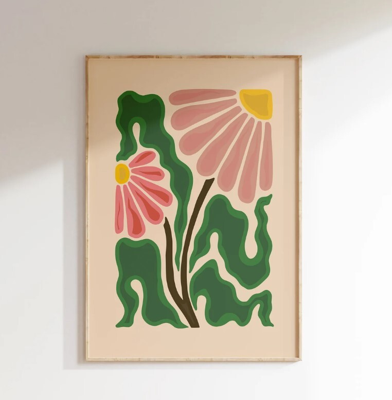 Matisse Daisy Flowers Print, Boho Modern Art, Exhibition Mid Century Wall Art
