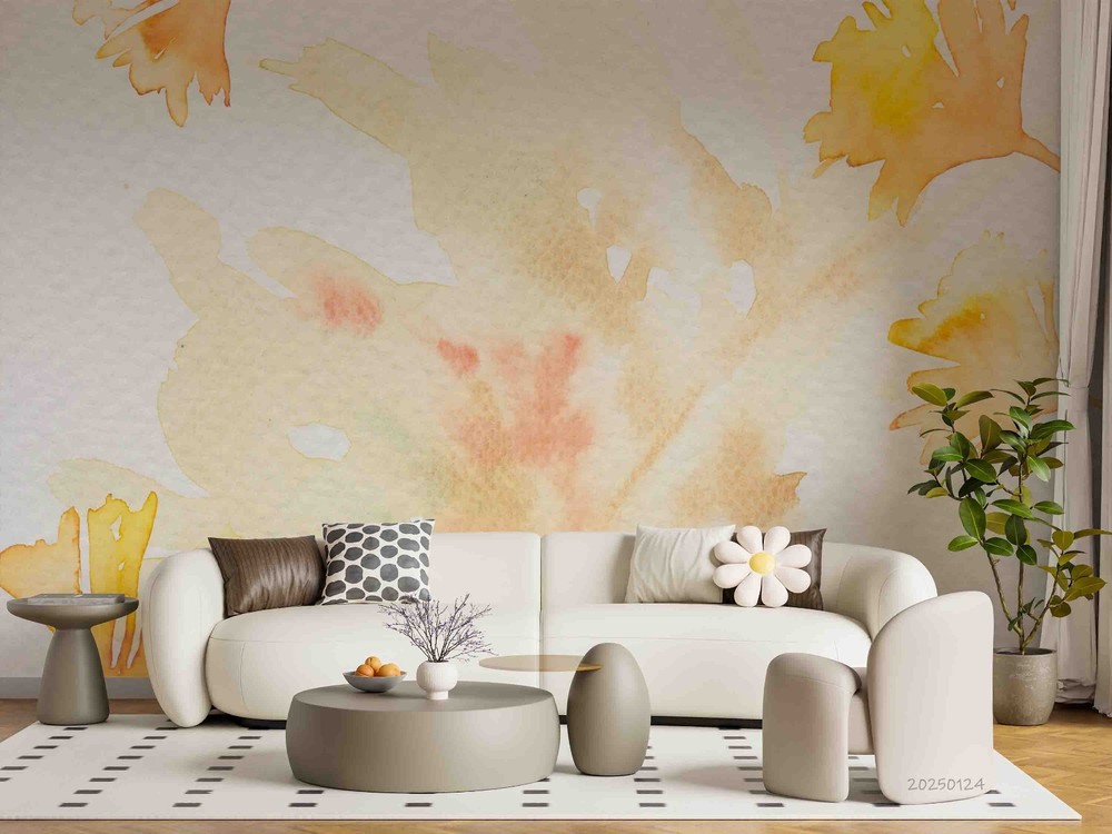 3D Autumn Leaves Watercolor Wall Murals Wallpaper Murals Wall Sticker