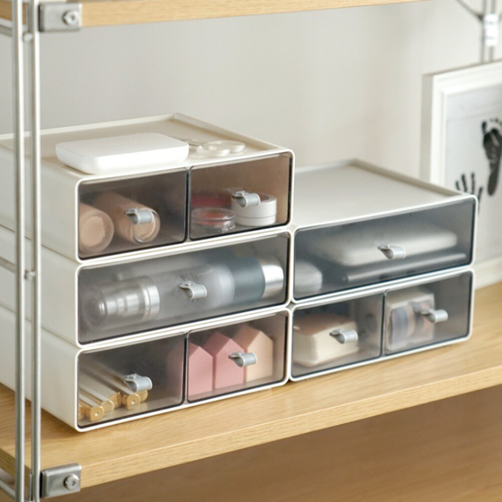 Desktop Storage Box Jewelry Holder Pull Out Drawers Clear Makeup Caddy