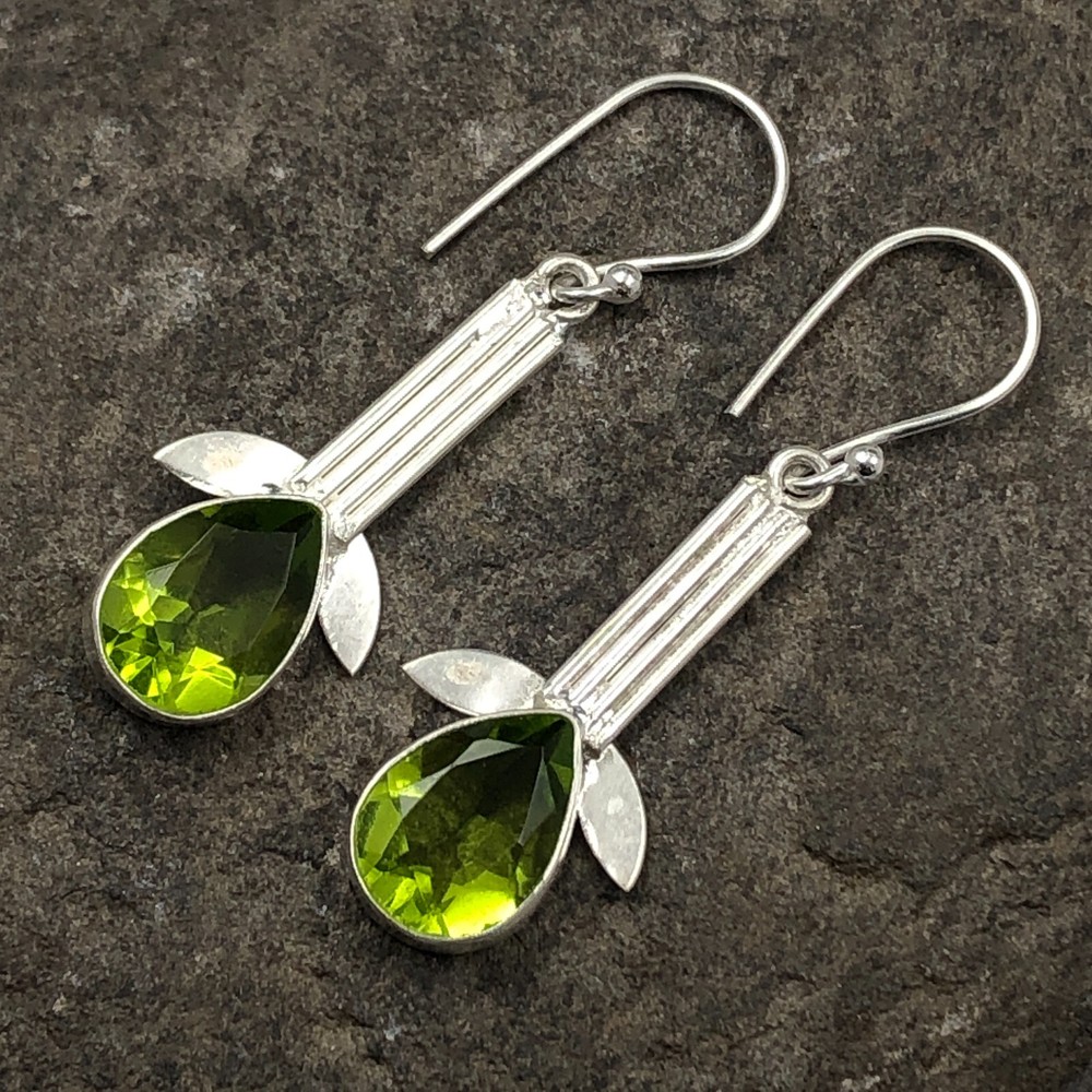 Gift For Women Drop/Dangle Earrings 925 Sterling Silver Natural Peridot Gemstone