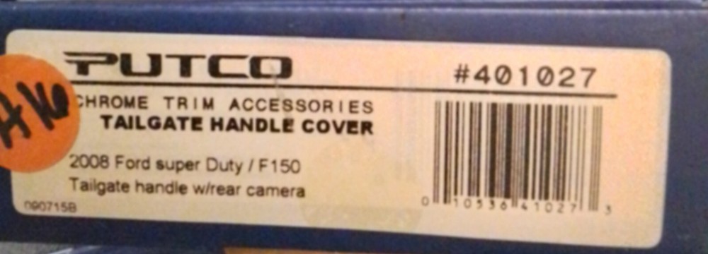 Putco 401027 Chrome Tailgate Handle Cover F150, 08 Ford Super Duty