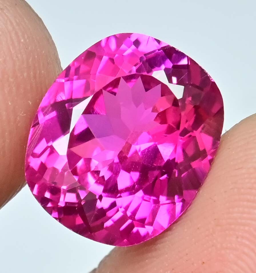 Natural Raspberry Pink Rhodolite 9.10 Ct Cushion Cut Flawless Certified Gemstone
