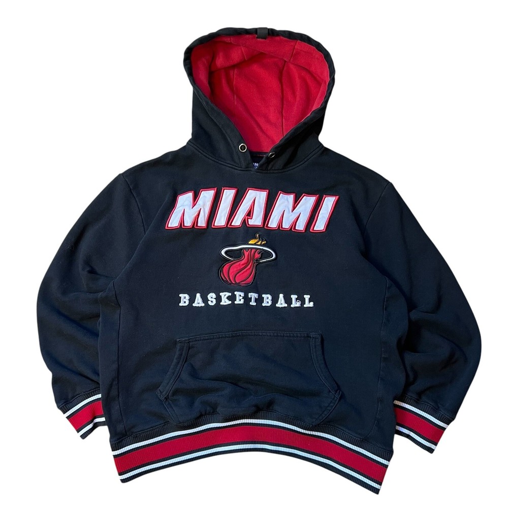 Miami Heat Hoodie Mens Large Black Red Pullover Sweatshirt NBA Embroidered Logo