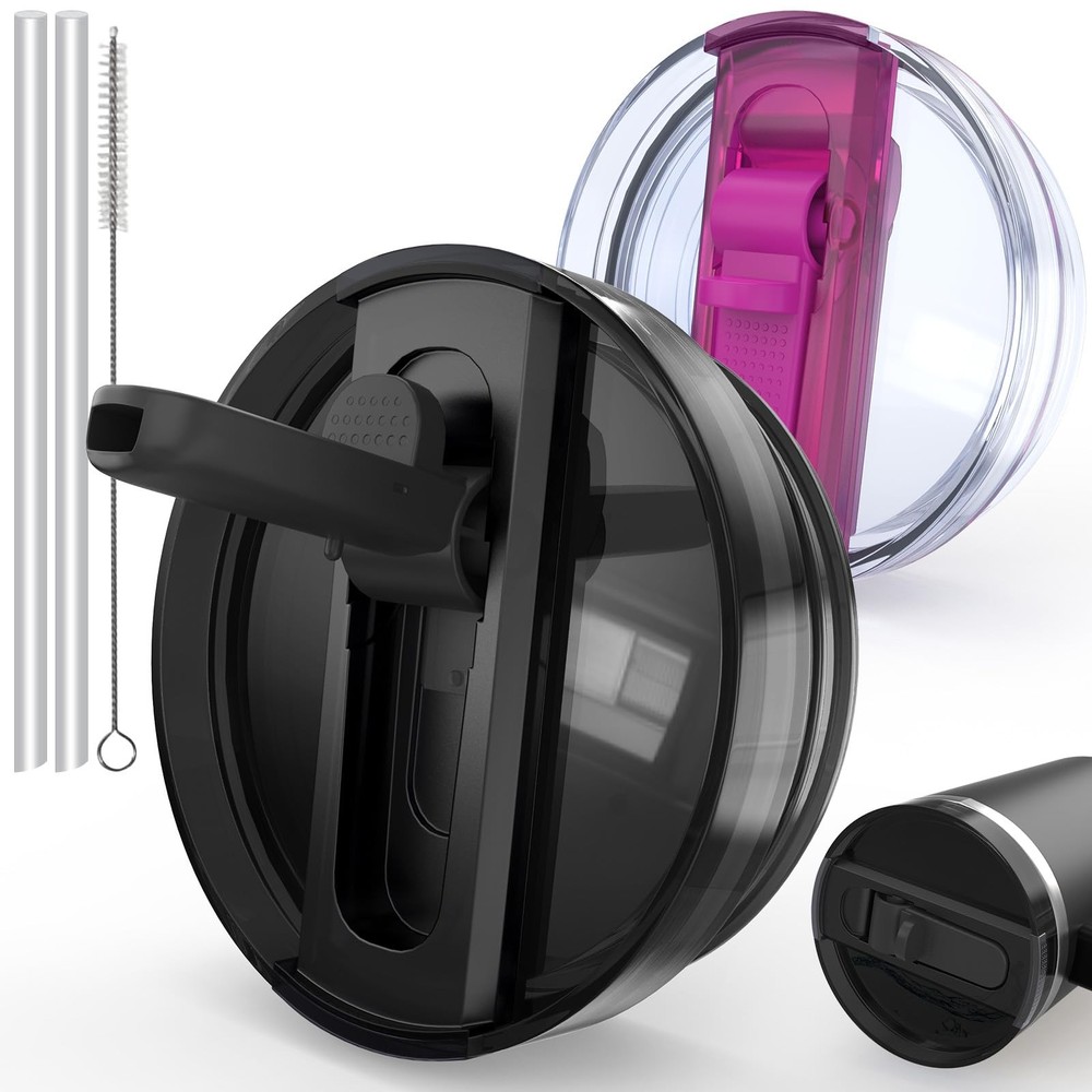 2-Pack Spill-Proof Flip Straw Lids for 30oz Stanley Cup Replacement