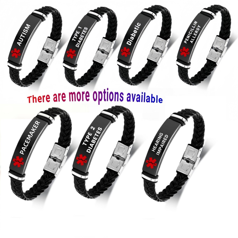 Medical Alert ID Luxe Bracelets Emergency Awareness Silicone Wristbands