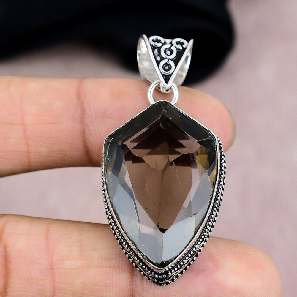 Smoky Quartz Pendant Handmade in 925 Sterling Silver Jewelry Gift