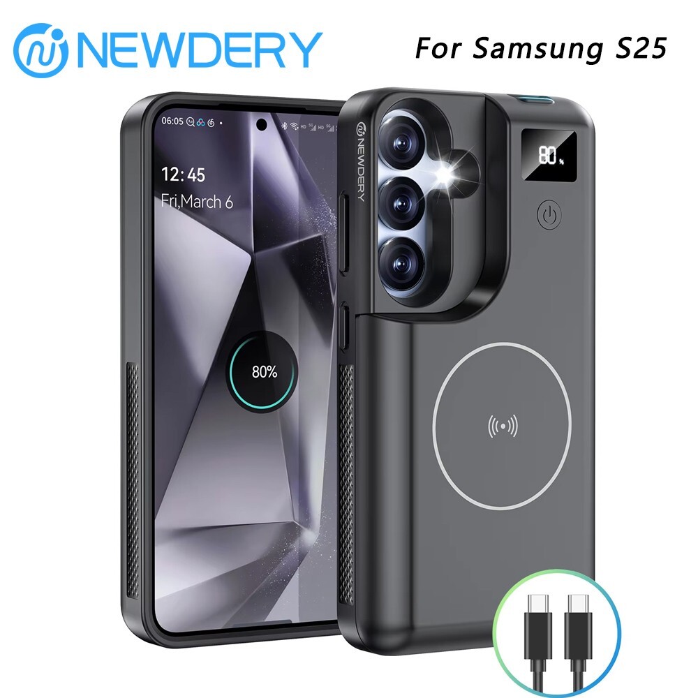 S25 Wireless Battery Case for Samsung Galaxy S25 Charging Power Bank 8000mAh