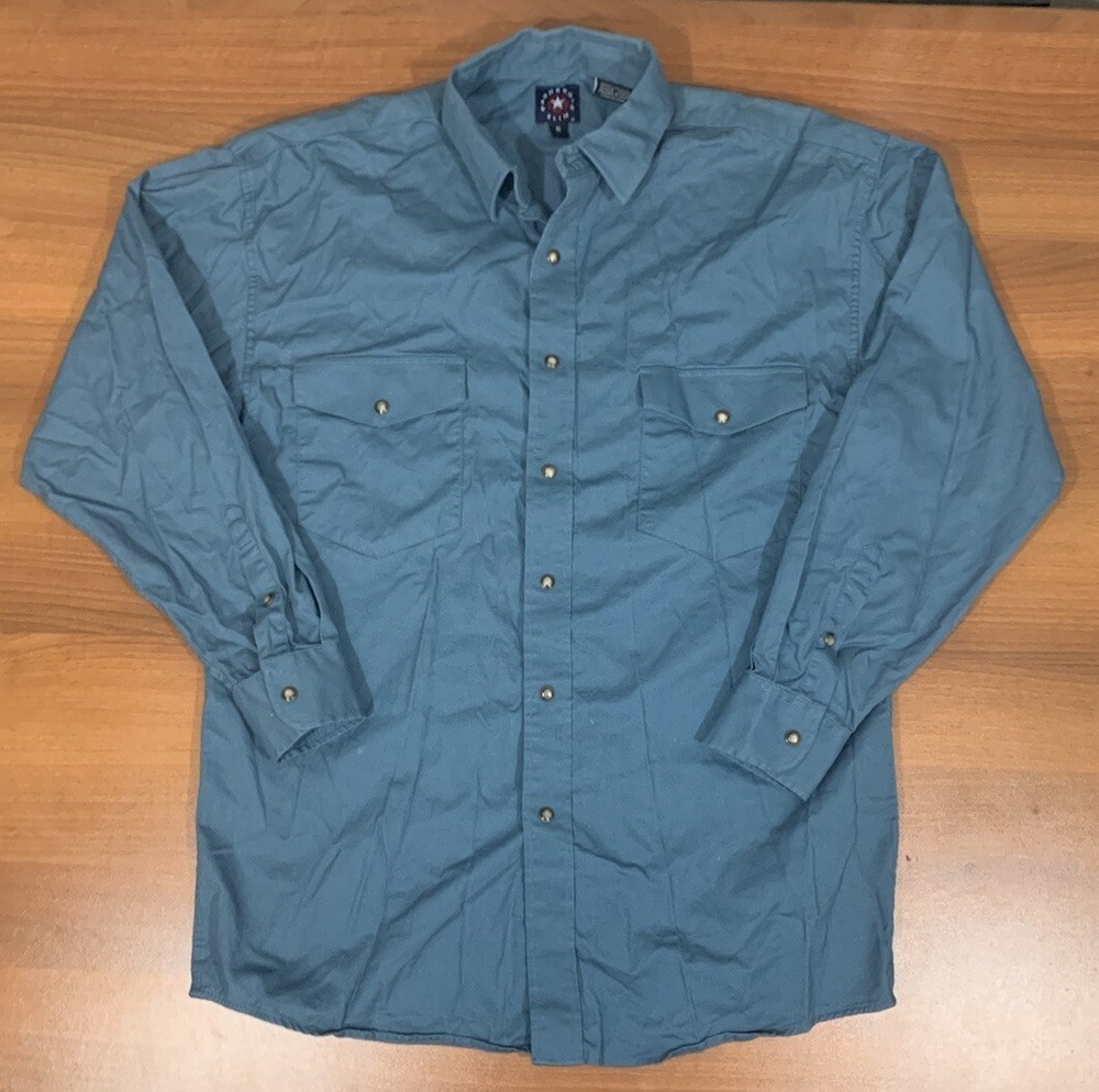 Panhandle Slim Western Shirt Mens Medium Pearl Snap Cowboy Blue