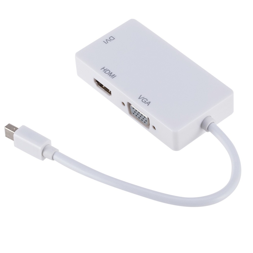 White HDMI VGA DVI Adapter for MacBook Air Pro Thunderbolt DisplayPort
