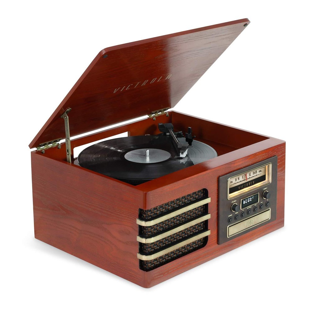 Ellington Bluetooth Record Player with 3-Speed Turntable, FM Radio, CD Player...