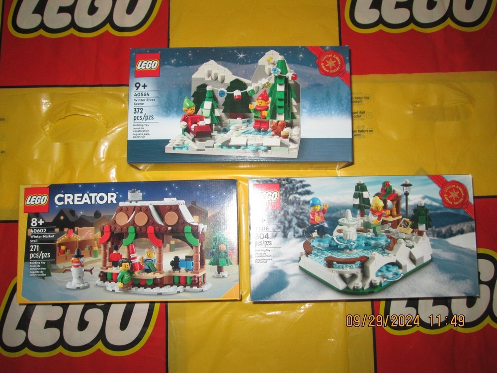 Lego Winter Market Stall 40602 with Elves Scene and Ice Skating Rink - Brand New-image