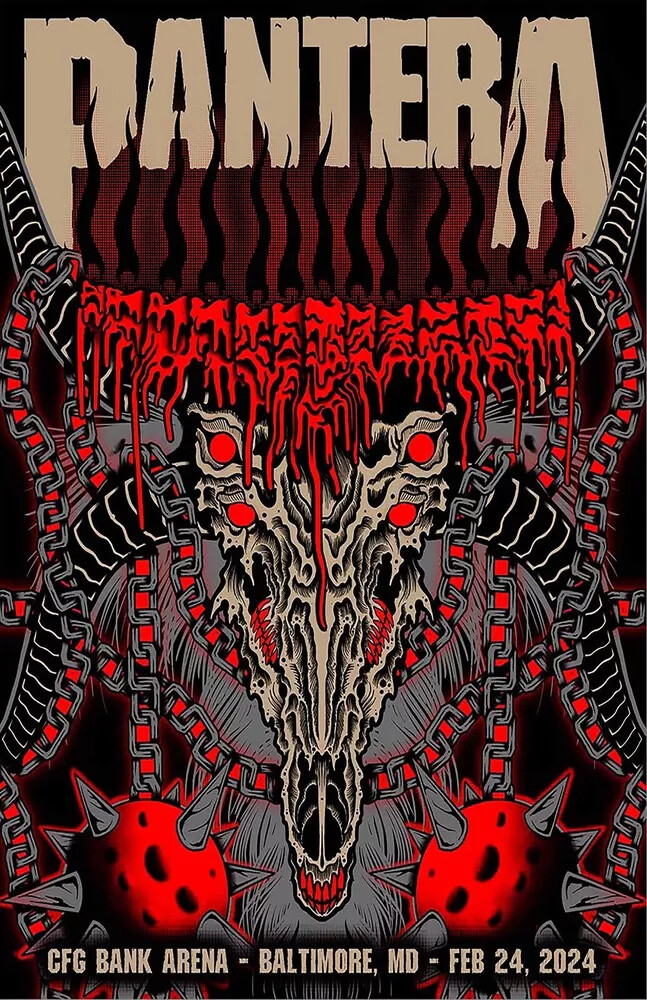 Pantera 2024 2025 Baltimore Concert Poster 11 X 17 Framed